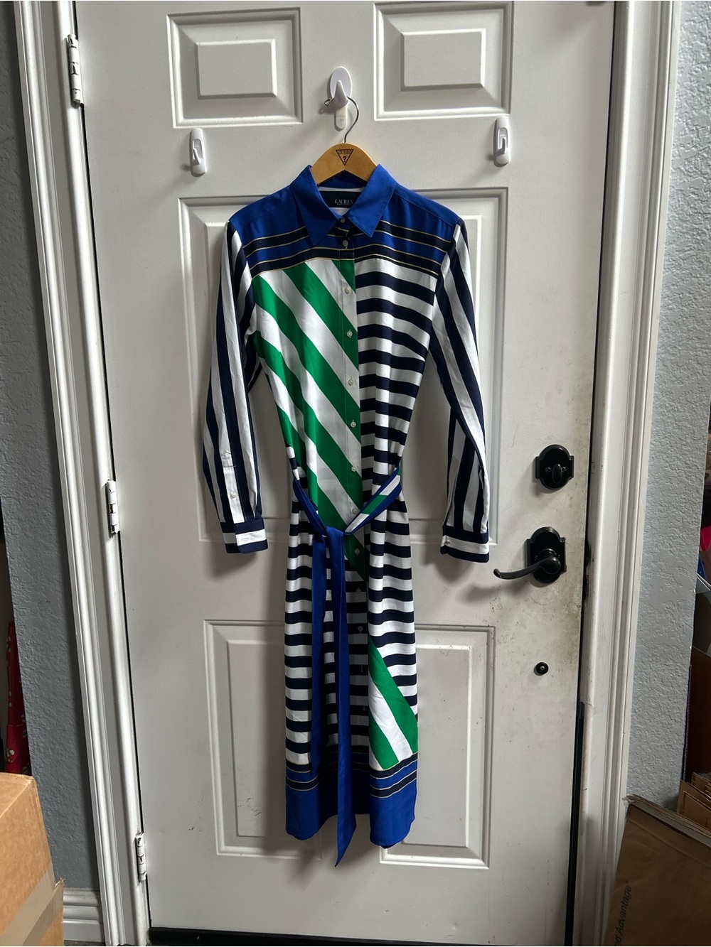 Lauren Ralph Lauren Blue and White Striped Maxi dress Sz 8